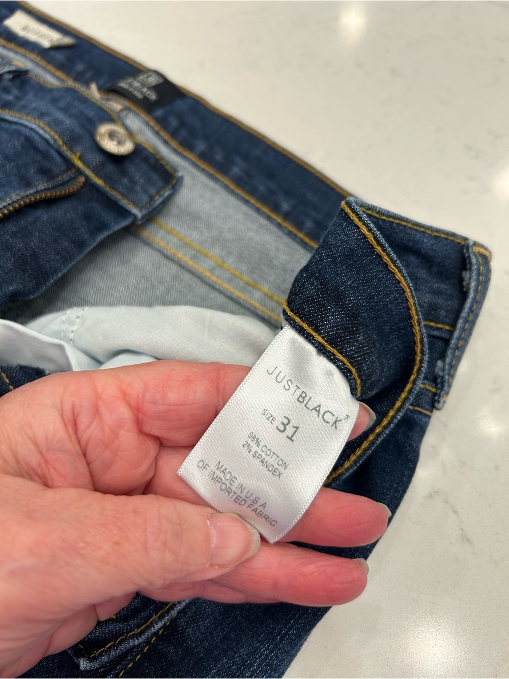 Just Black Distressed Dark Indigo Boyfriend Cut Jeans - Picture 4 of 10